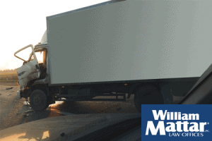 Box truck damaged from accident