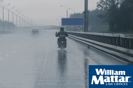 motorcycle traveling in the rain