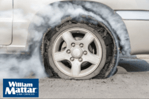 Smoking Defective Car Tire
