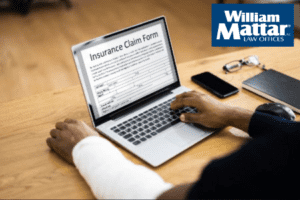 Injured person completing insurance form online