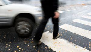 pedestrain almost hit in crosswalk