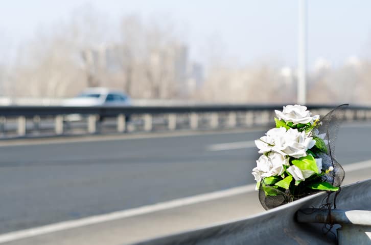 memorial at site of fatal car accident