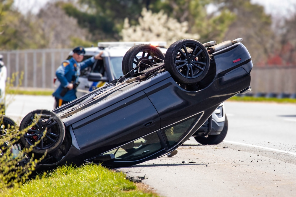 car rollover on the road