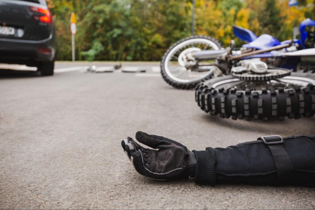 A motorcycle accident depicted in New York State