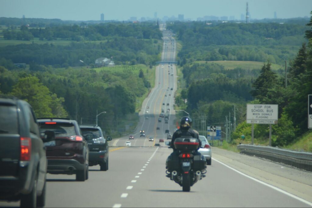 Motorcycle on the road in New York State